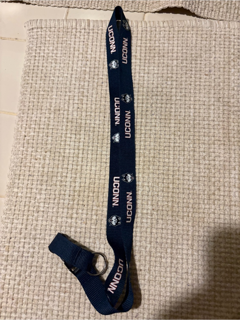 UConn Navy Blue Lanyard with Key Ring - Collegiate Accessory